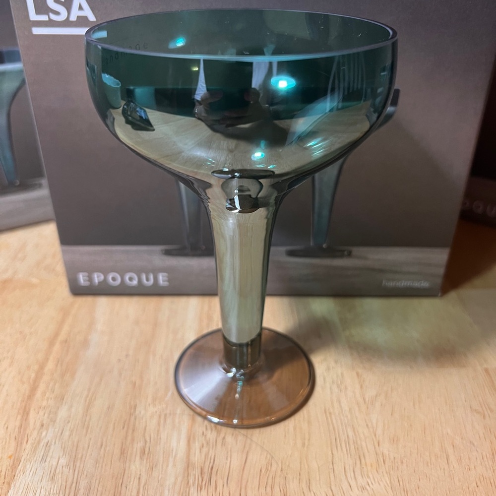 LSA Epoque Peacock Champagne Saucer 5oz Set of 2 BNIB